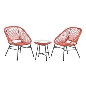 Svita Tulum Balkonmöbel Set, 3-teilig, orange. Gartenmöbel mit 2 Stühlen und Tisch.