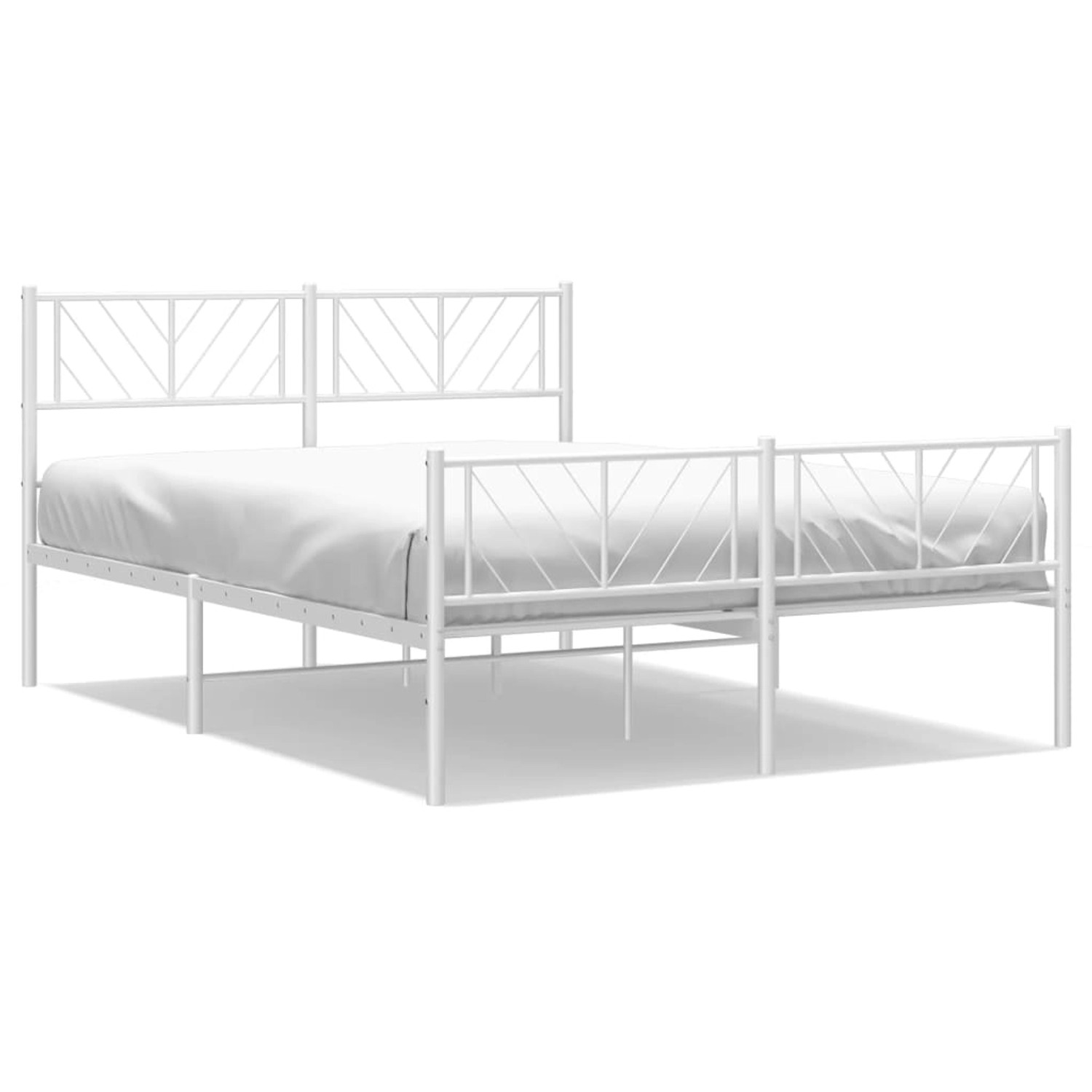 vidaXL Bettgestell mit Kopf- und Fußteil Metall Weiß 160x200 cm 372249 günstig online kaufen