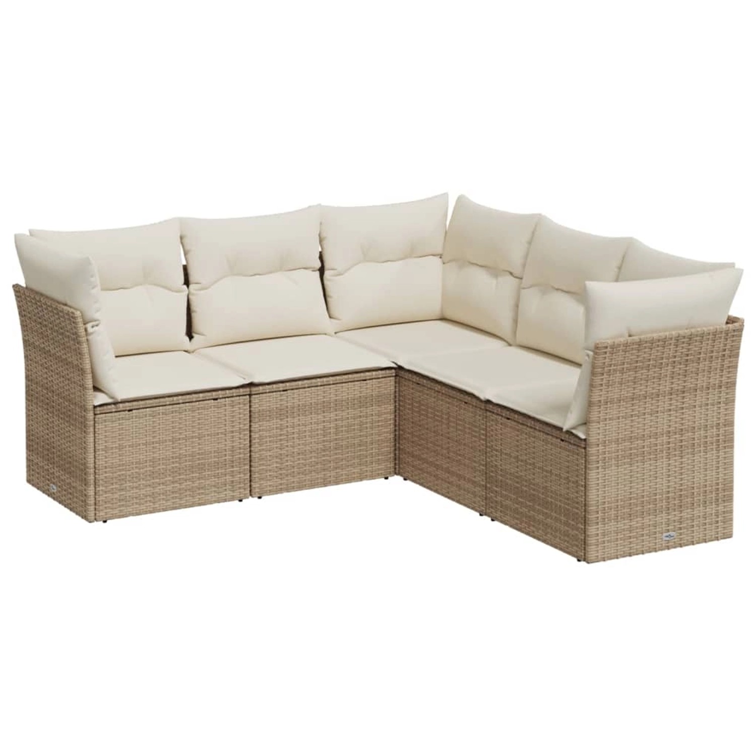 vidaXL 5-Tlg Garten-Sofagarnitur mit Kissen Beige Poly Rattan 3217618 günstig online kaufen