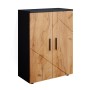 Vicco Midischrank Irma in Anthrazit/Goldkraft Eiche, Badregal mit zwei Türen.