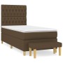 Dunkelbraunes Boxspringbett 100x200 cm mit Matratze und Bank.