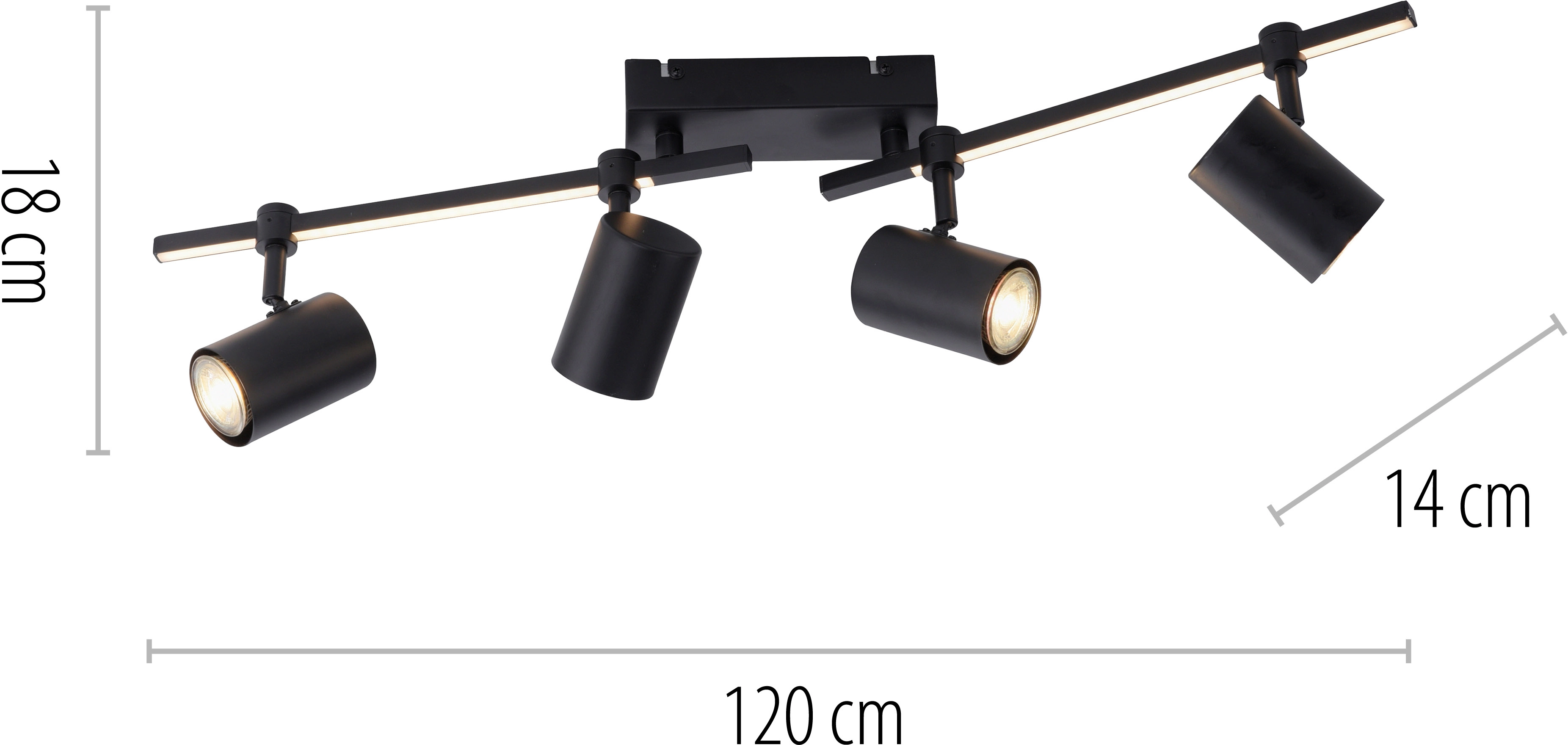 Paul Neuhaus LED-Deckenleuchte x Schwarz bei cm 120 W Barik OBI cm 28 4-flammig kaufen 14