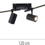 Schwarze Paul Neuhaus LED-Deckenleuchte Barik mit 4 schwenkbaren Spots und LED-Leiste.