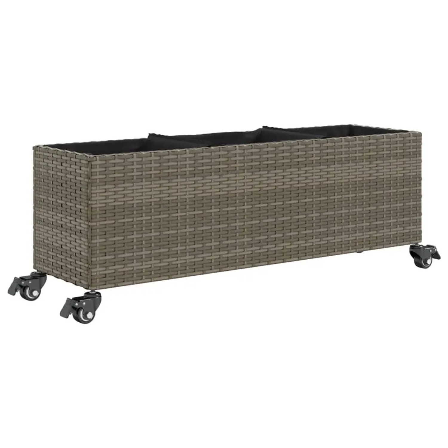 vidaXL Pflanzkübel mit Rollen 3 Töpfe Grau 107x32x38 cm Poly-Rattan 366421