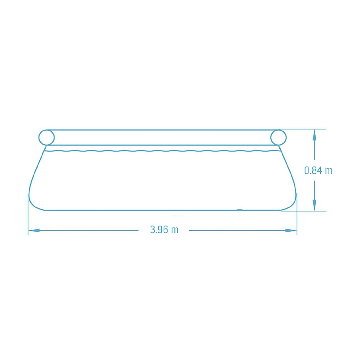 Skizze Bestway Fast Set Pool, Ø 396x84cm, Rundpool mit Maßangaben.