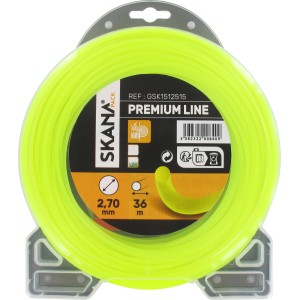 Skana Premium Mähfaden, Rundprofil, 2,7 mm x 36 m, gelb. Zubehör für Rasentrimmer.