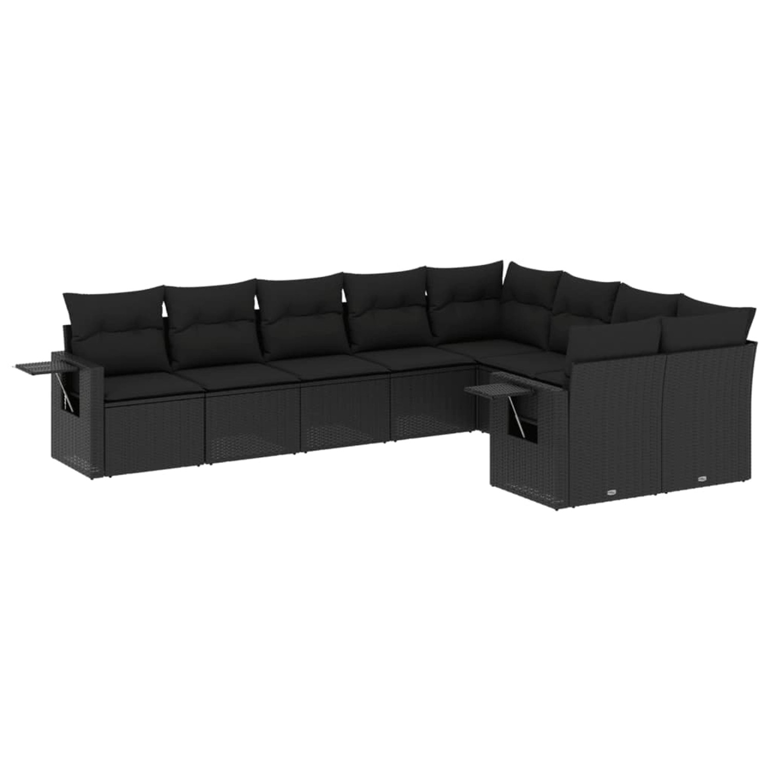 vidaXL 9-Tlg Garten-Sofagarnitur mit Kissen Schwarz Poly Rattan 3252972 günstig online kaufen