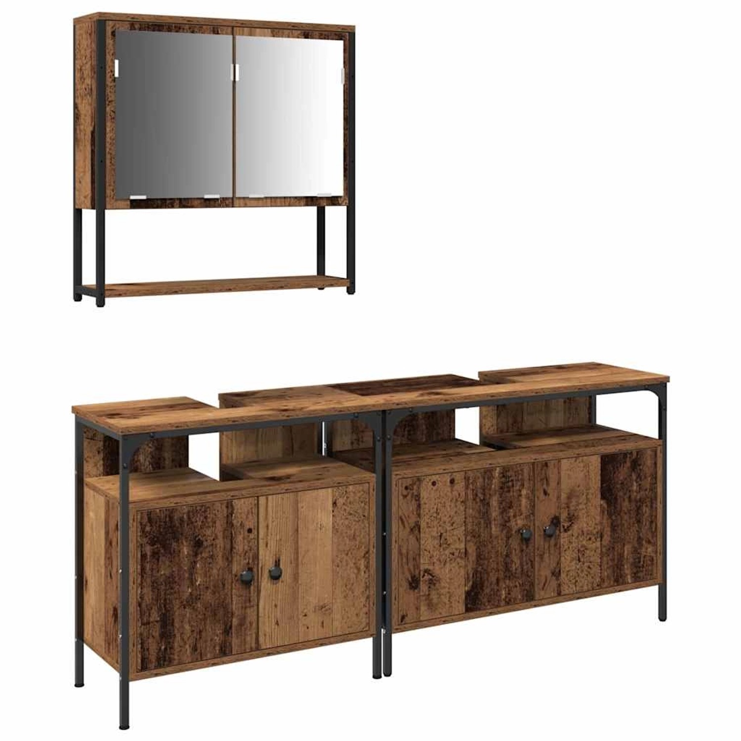 vidaXL Badezimmermöbel-Set mit Regal mit Tür 3-Tlg Braun Holzwerkstoff 3332 günstig online kaufen