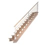 Gerade Treppe Lindos Eiche mit Design-Geländer und Holzstäben, 80 cm breit.
