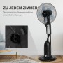 HOMCOM Standventilator in Schwarz/Silber mit Luftbefeuchter und Rädern für einfachen Transport.