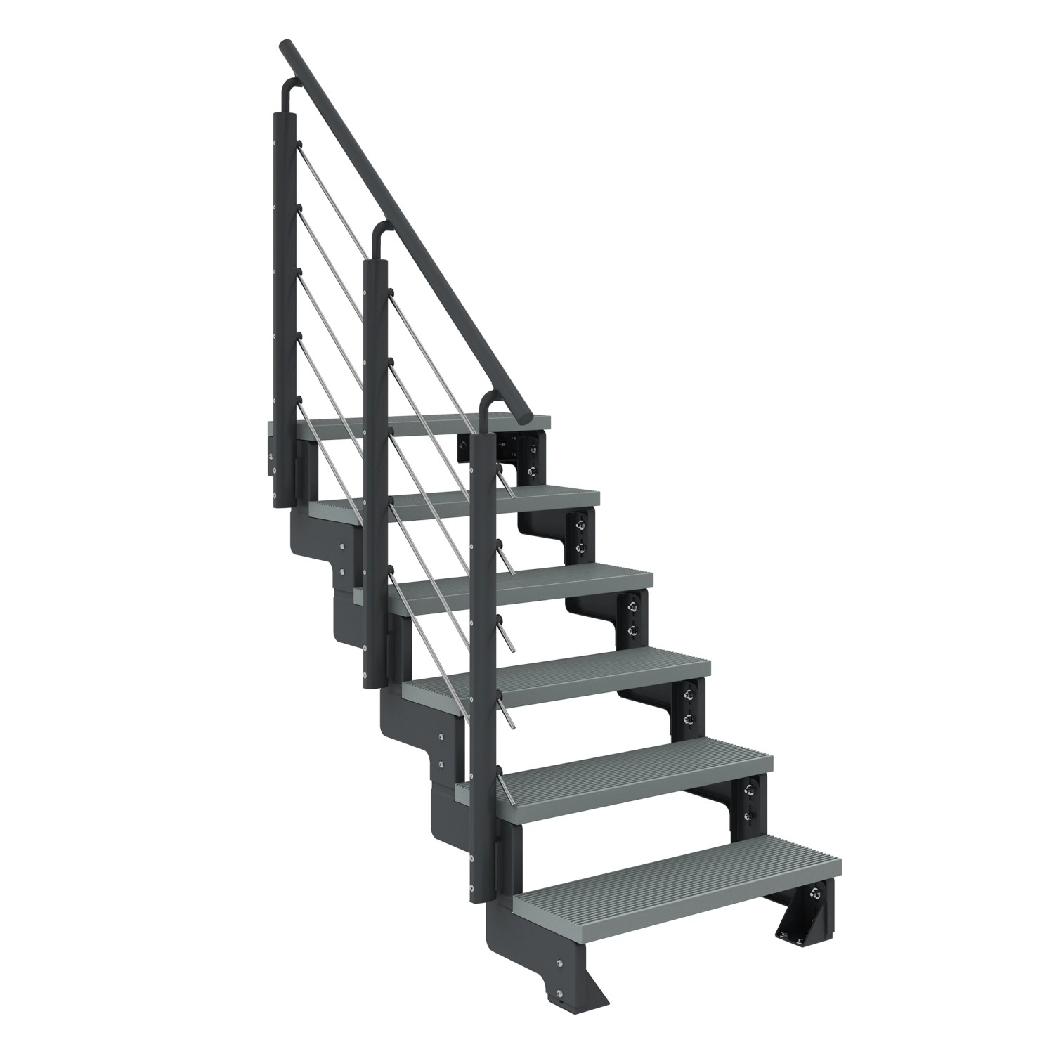Dolle Außentreppe Gardentop Anthrazit 6 Stufen 80 cm Grau inkl. Geländer günstig online kaufen