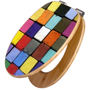 Banjado WC-Sitz aus Bambus mit bunten Kreide-Motiv und Absenkautomatik.