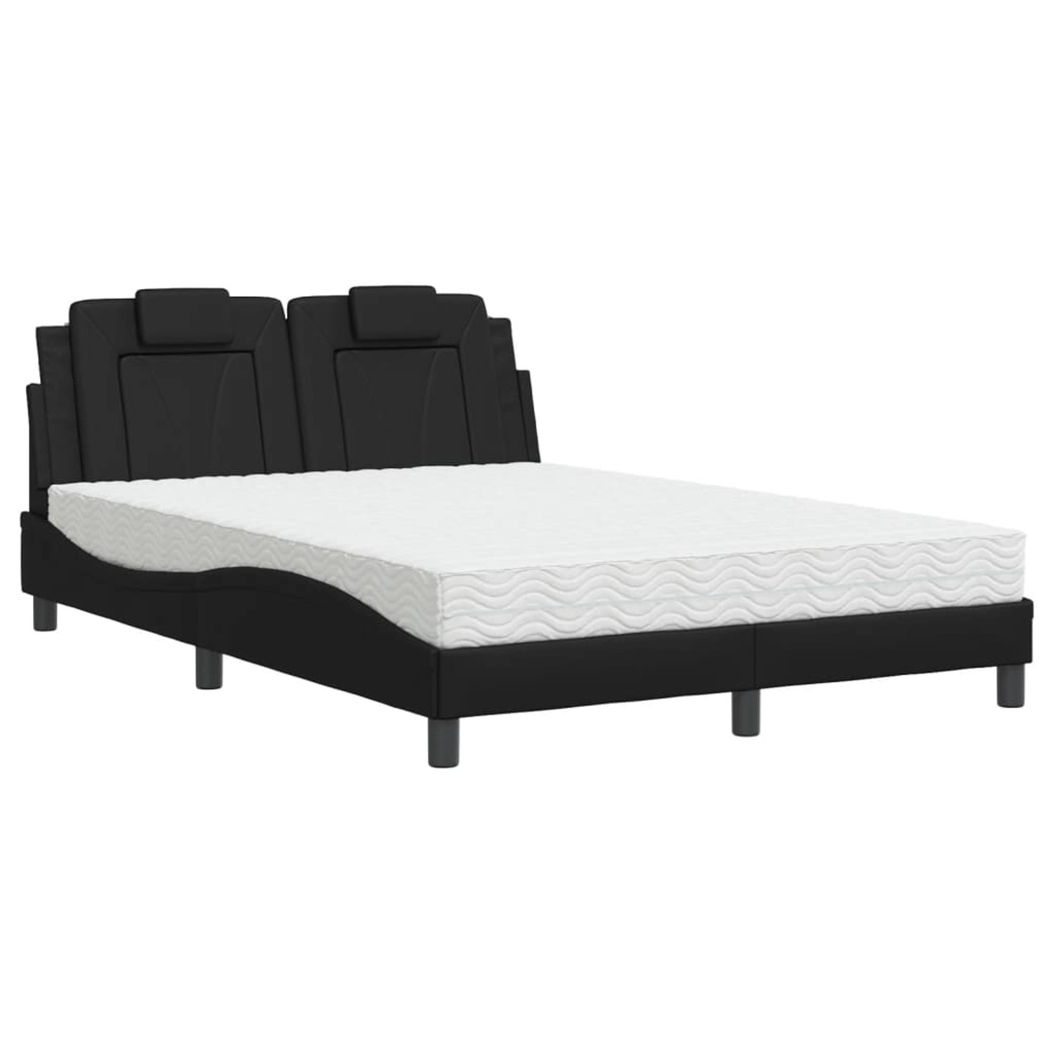 vidaXL Bett mit Matratze Schwarz 140x190 cm Kunstleder Modell 32010453