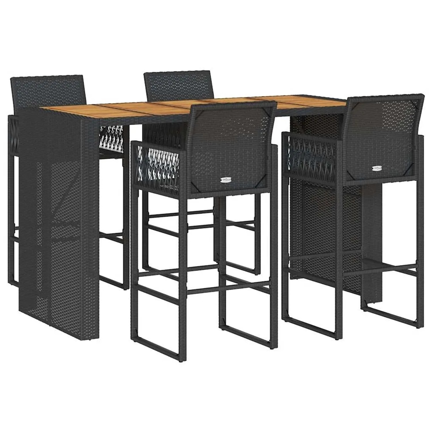 vidaXL 5-Tlg Gartenbar-Set ohne Kissen Schwarz Poly Rattan Akazie 3328891