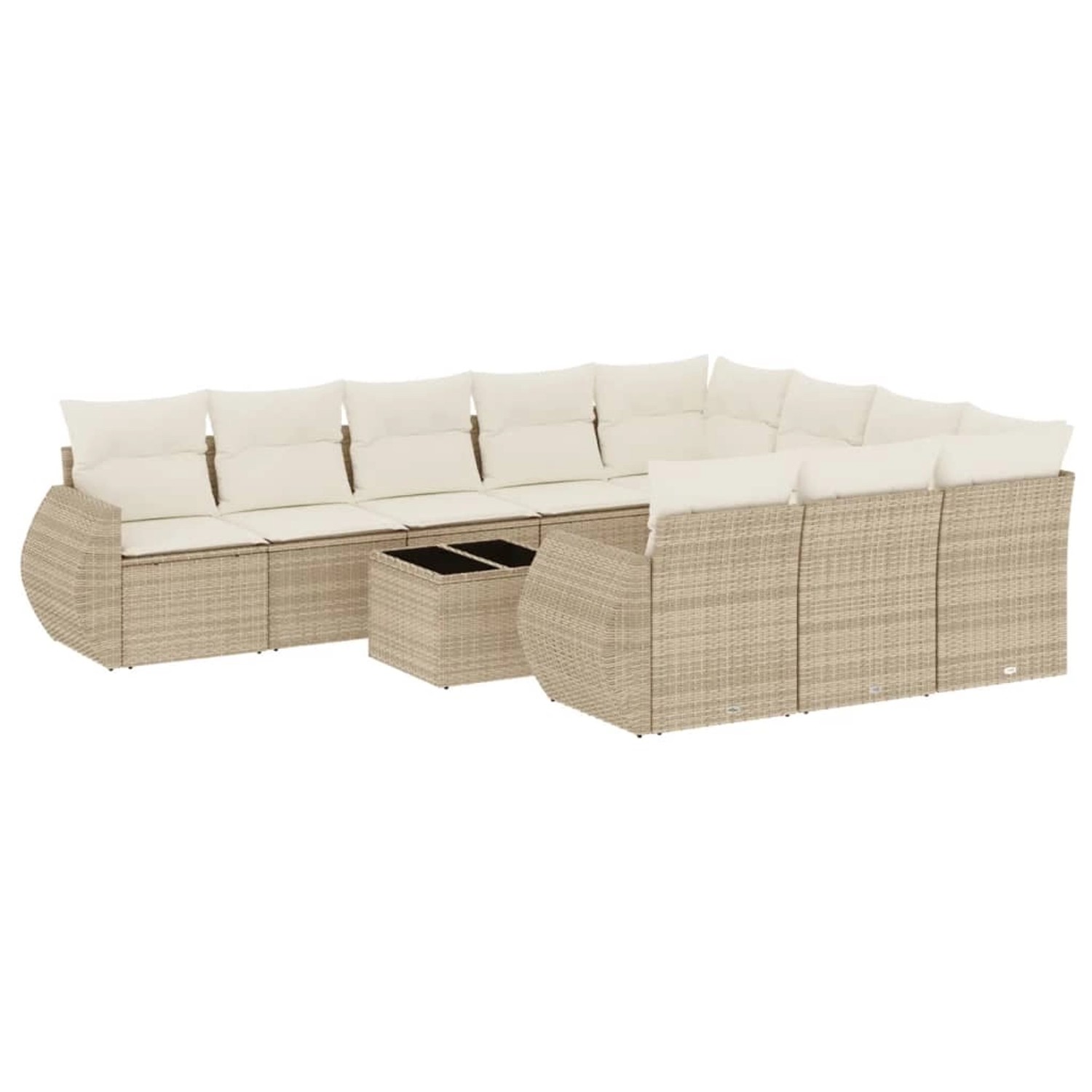 vidaXL 11-Tlg Garten-Sofagarnitur mit Kissen Beige Poly Rattan 3254235 günstig online kaufen