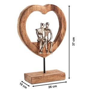 Kobolo Dekofigur Holzdeko Holzfigur SOUL Holz Braun und Metall Silber