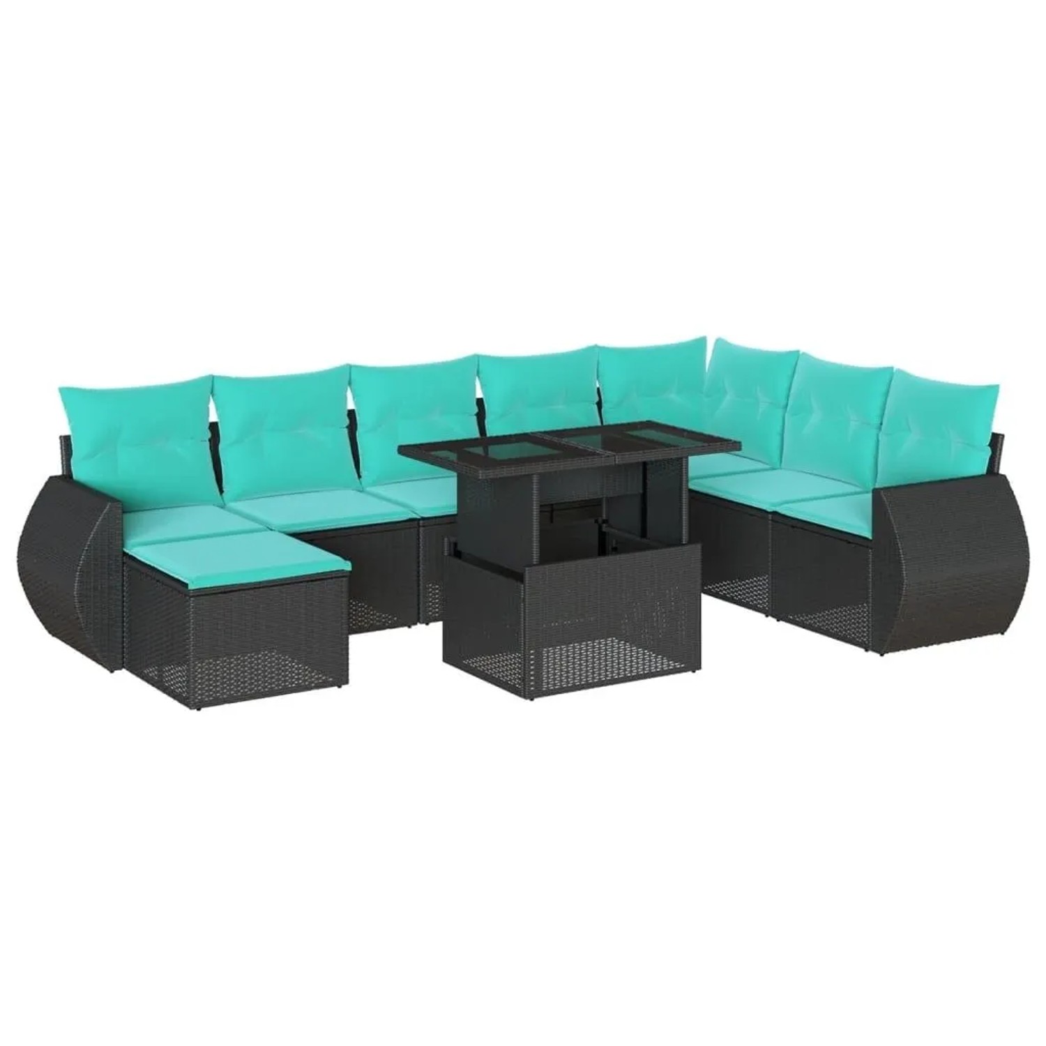 vidaXL 9-Tlg Gartensofa-Set mit Kissen Schwarz Polyrattan 3268727 günstig online kaufen