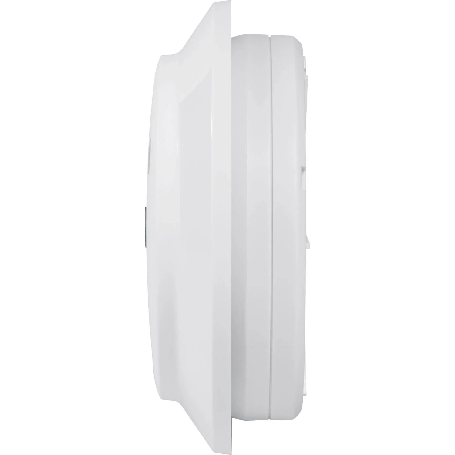 Weiße Homematic IP Alarmsirene für Innenräume, Seitenansicht. Hausautomation für akustische und optische Signale.