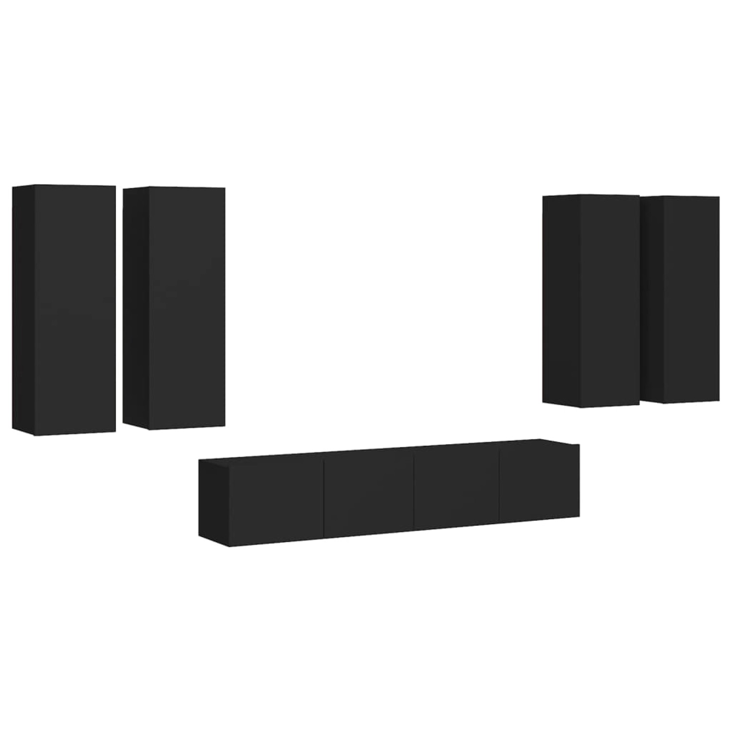 VidaXL 6-tlg. TV-Schrank-Set Schwarz Holzwerkstoff 4 günstig online kaufen