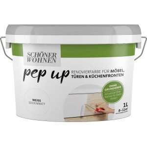 Schöner Wohnen pep up Renovierfarbe Weiß für Möbel, Türen und Küchenfronten, 1 Liter.