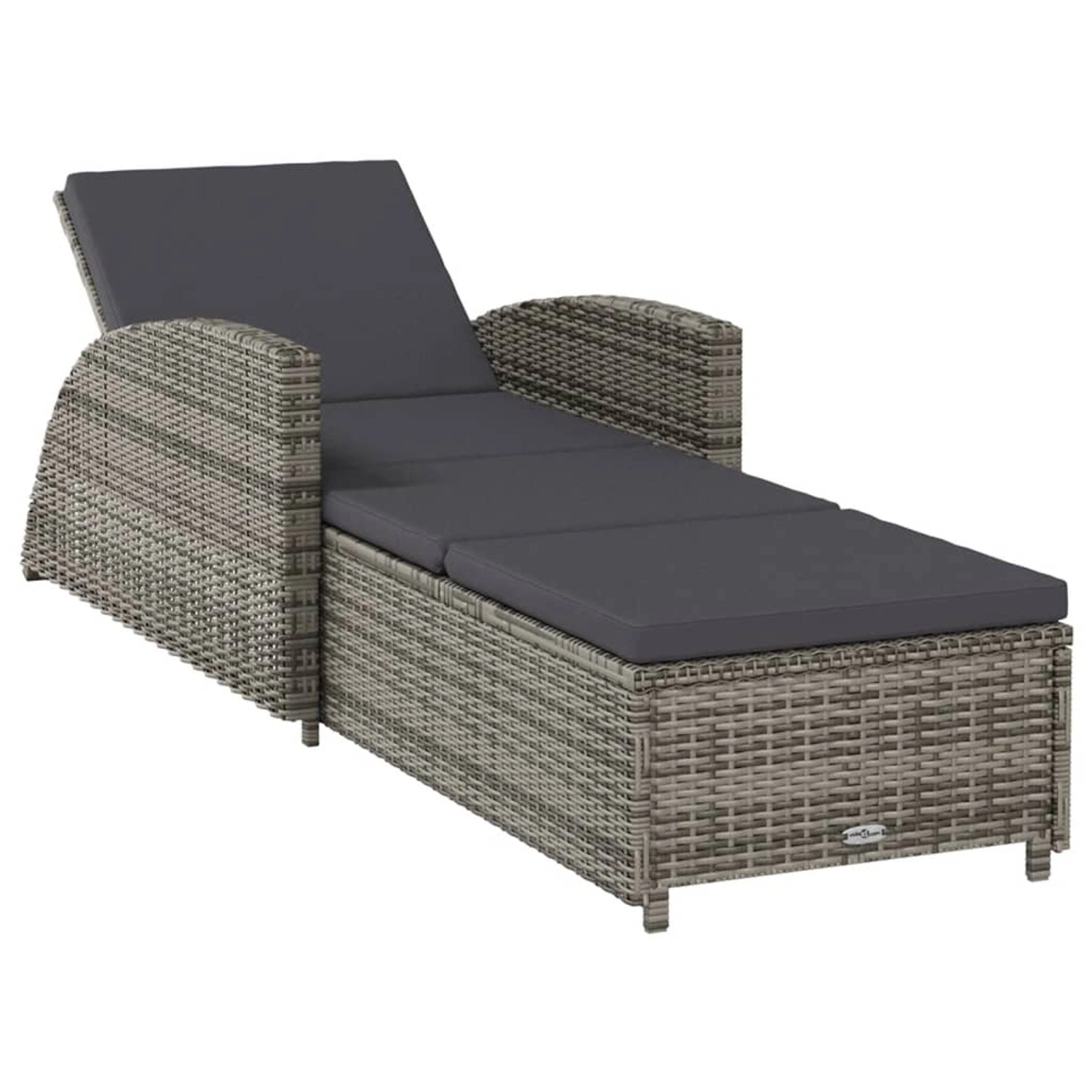 vidaXL Sonnenliege mit Dunkelgrauer Auflage Poly Rattan Grau 317178