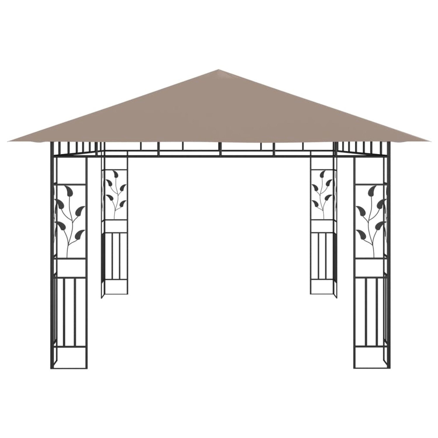 vidaXL Pavillon mit Moskitonetz und LED-Lichterkette, 4x3 m, Taupe. Ideal für Garten & Terrasse.