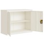 Weißer vidaXL Aktenschrank aus Stahl, teilweise geöffnet, mit zwei Regalböden.