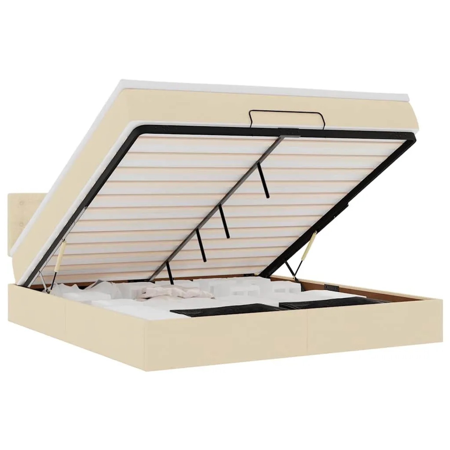 vidaXL Ottomane Bett mit Matratze und LEDs Creme 180x200 cm Stoff 3312497