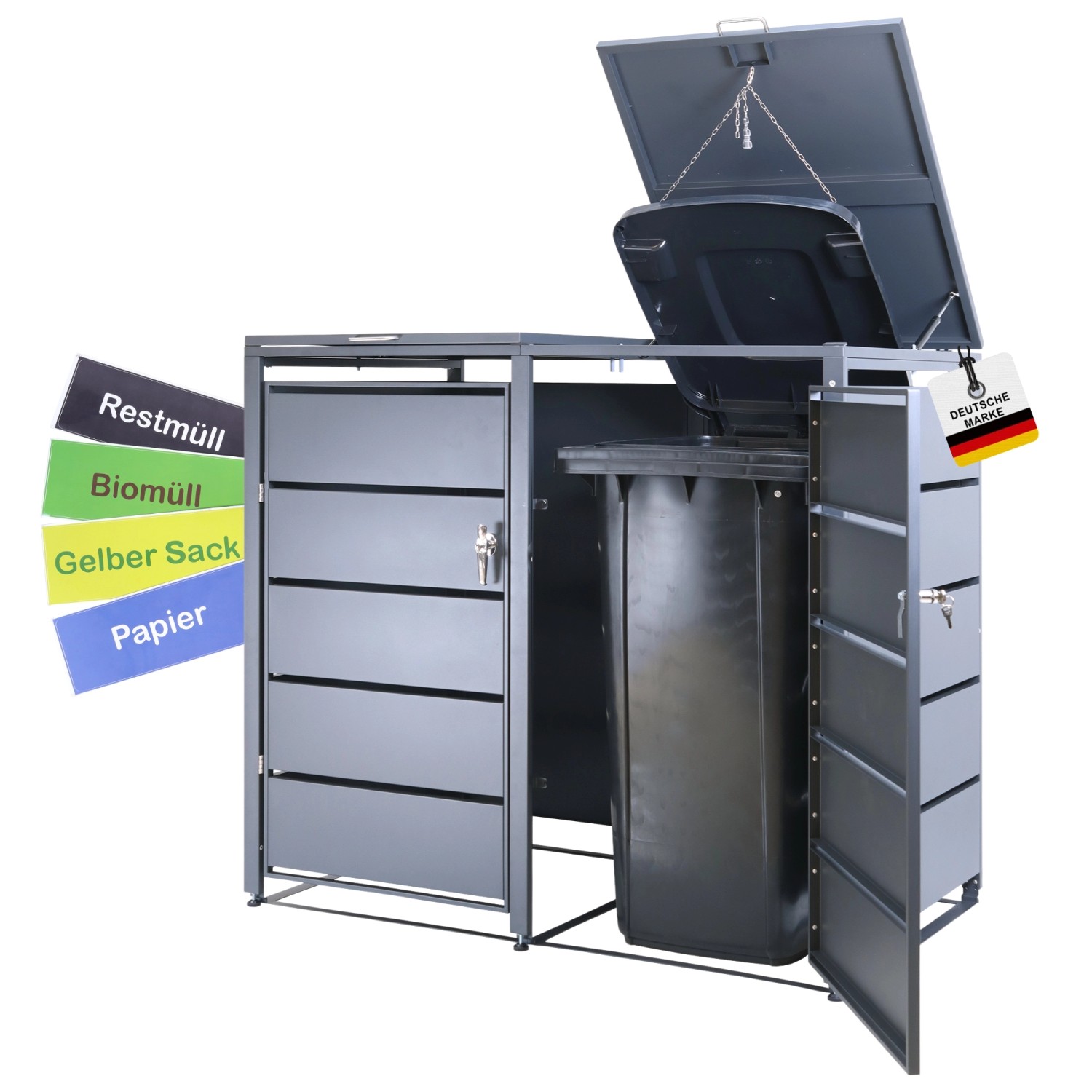 Albatros Mülltonnenbox 2er Tonne bis 240 Liter Anthrazitgrau RAL 7016 verzi günstig online kaufen