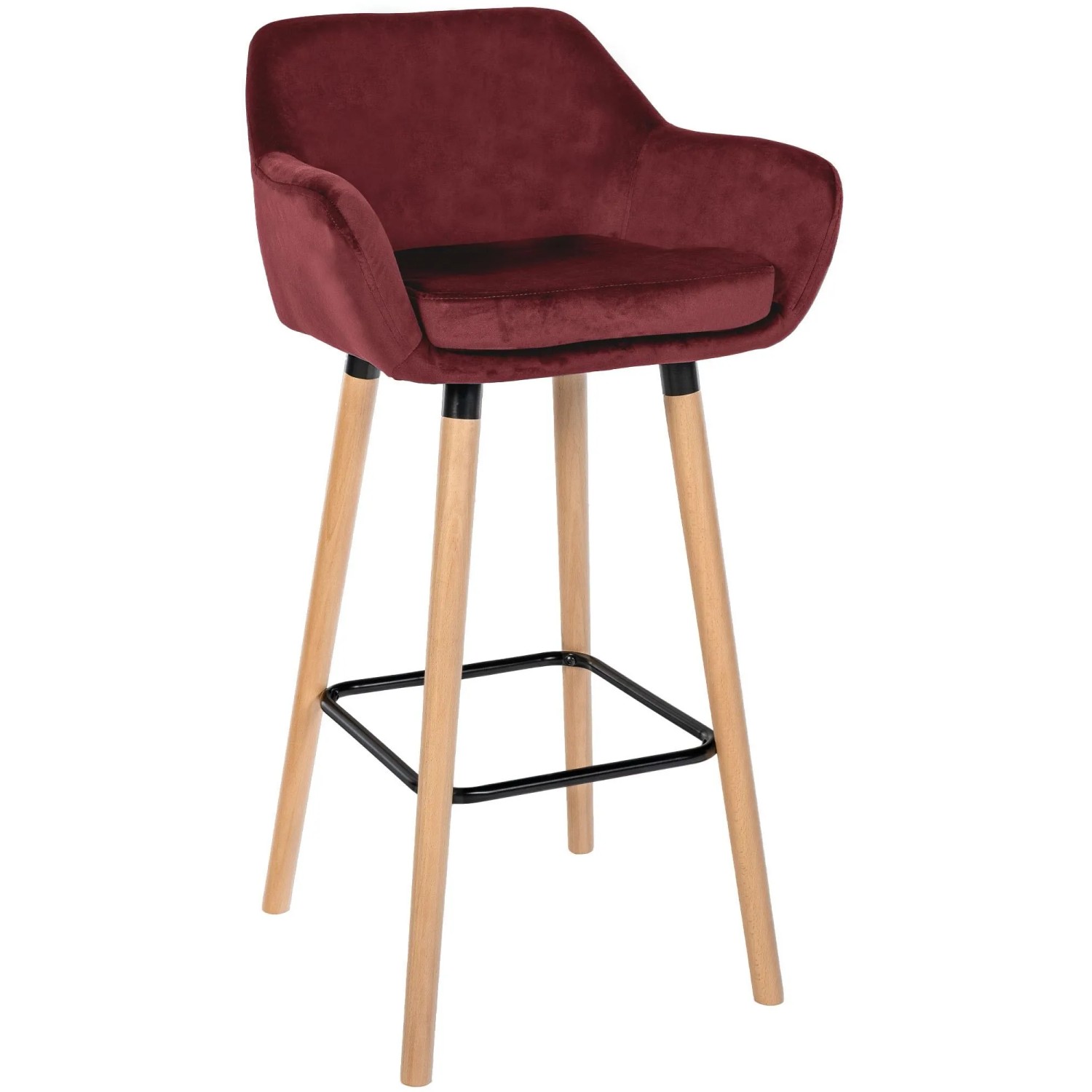 DELUKE Barhocker MIRID Samt Rot 55x46x99cm Barstuhl Mit Lehne Tresenhocker Tresenstuhl