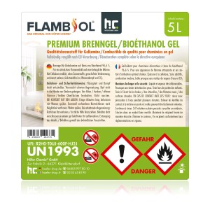 4er-Pack Flambiol Premium Brenngel, 4 x 5 Liter Kanister für Kamine und Öfen.