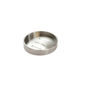 Bagnoxx Seifenschale aus Edelstahl, silberfarben, mit Rillen für feste Seife.