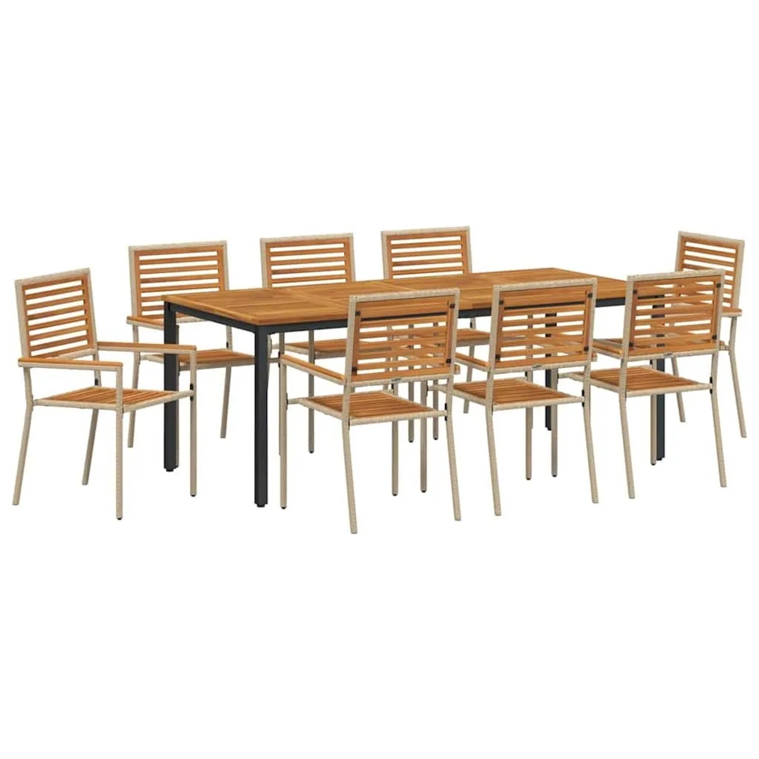 vidaXL Garten Essgruppe 9-Tlg Beige Poly-Rattan 3365510 günstig online kaufen