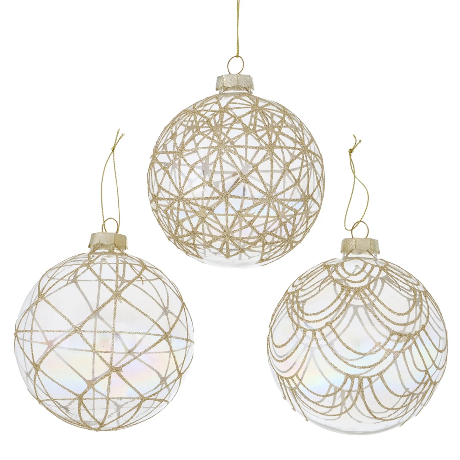 Boltze Weihnachtskugel Galant 3-fach Sortiert Ø 10 cm Goldtransparent