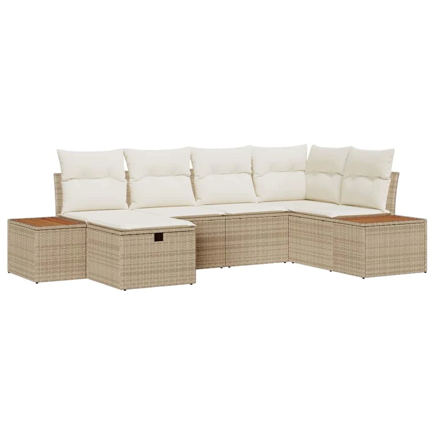 vidaXL Garten-Sofa-Set mit Kissen 6-Tlg Beige Poly Rattan 3359633 günstig online kaufen