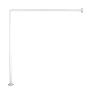 Weiße MSV Eck-Duschstange, 80x80 cm, aus Aluminium für Duschvorhänge.