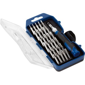 LUX Präzisions-Bitsatz, 32-teilig, mit Bits, Handgriff und Verlängerung in Kunststoffbox.