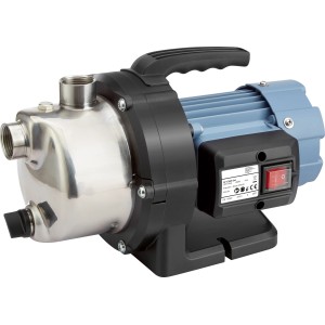 Gartenpumpe 800 W aus Edelstahl, ideal zur Gartenbewässerung mit Regenwasser.