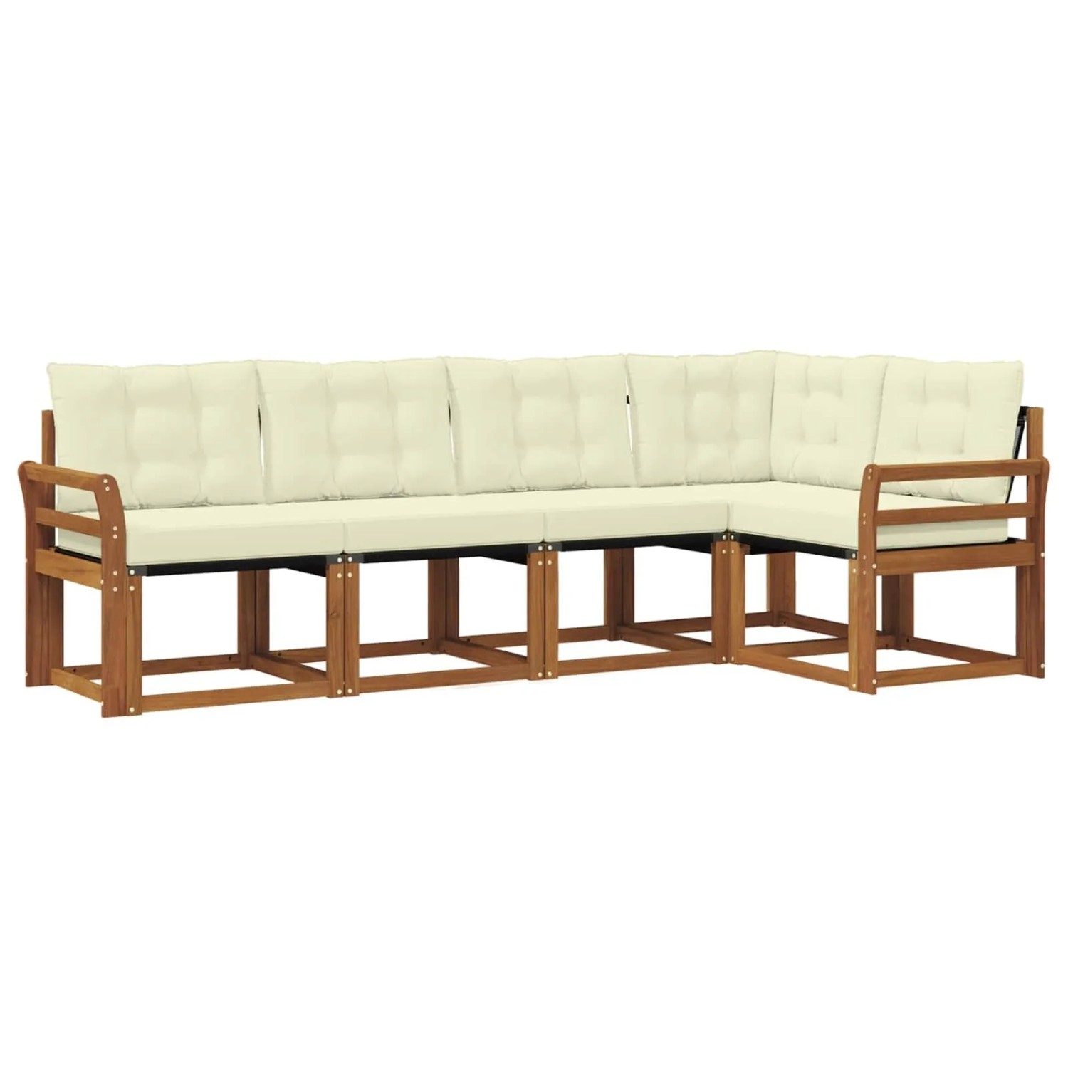 vidaXL Outdoor-Sofagarnitur mit Kissen 5-Tlg Natur und Creme 3368665