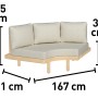 Modulare Gartenlounge Waldport, 4-teilig, Akazienholz, beige, Ecksofa mit Maßen.