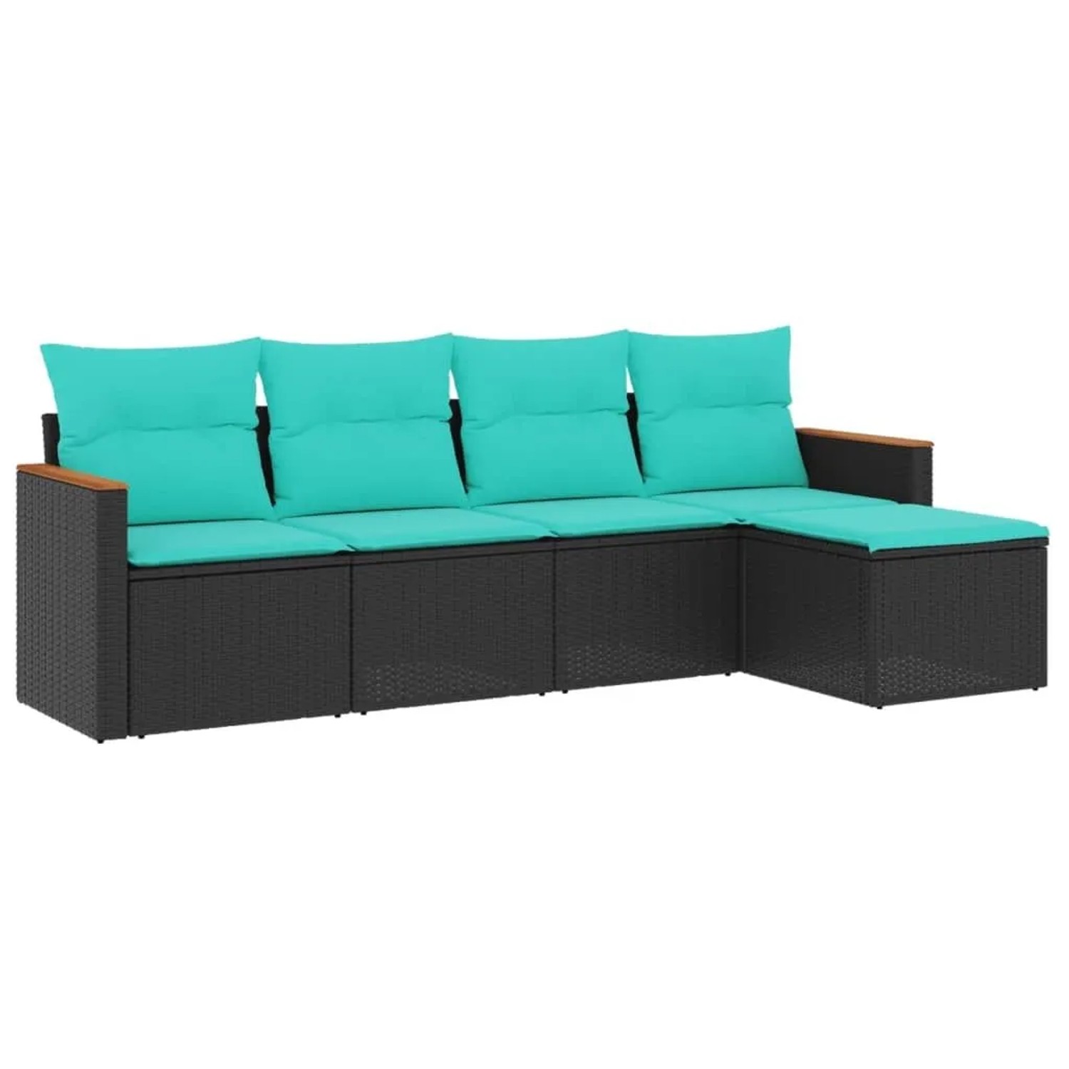 vidaXL 5-Tlg Gartensofa-Set mit Kissen Schwarz Polyrattan 3225917 günstig online kaufen