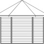Holz-Pavillon Almelo, Schwedenrot, 350x303 cm, Seitenansicht. Gartenlaube mit Spitzdach und horizontaler Holzverkleidung.