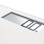 Detailansicht der weißen Leifheit Digital Style Sense Safe 100 Personenwaage mit Digitalanzeige.