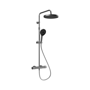 Schöner Wohnen Duschsystem Glaia mit Thermostat, Edelstahl-Optik, Regendusche und Handbrause.