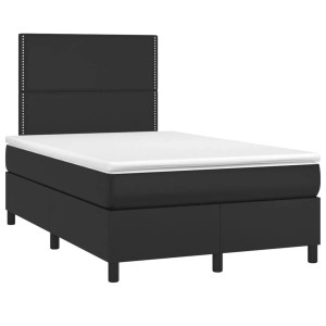 vidaXL Boxspringbett mit Matratze Schwarz 120x200 cm Kunstleder 3142773