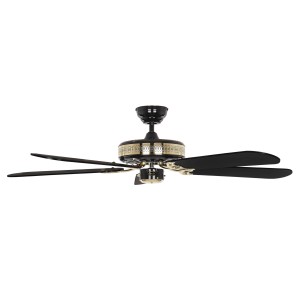 CASAFAN Deckenventilator Black Magic, 132 cm, schwarz mit Messing-Akzenten.