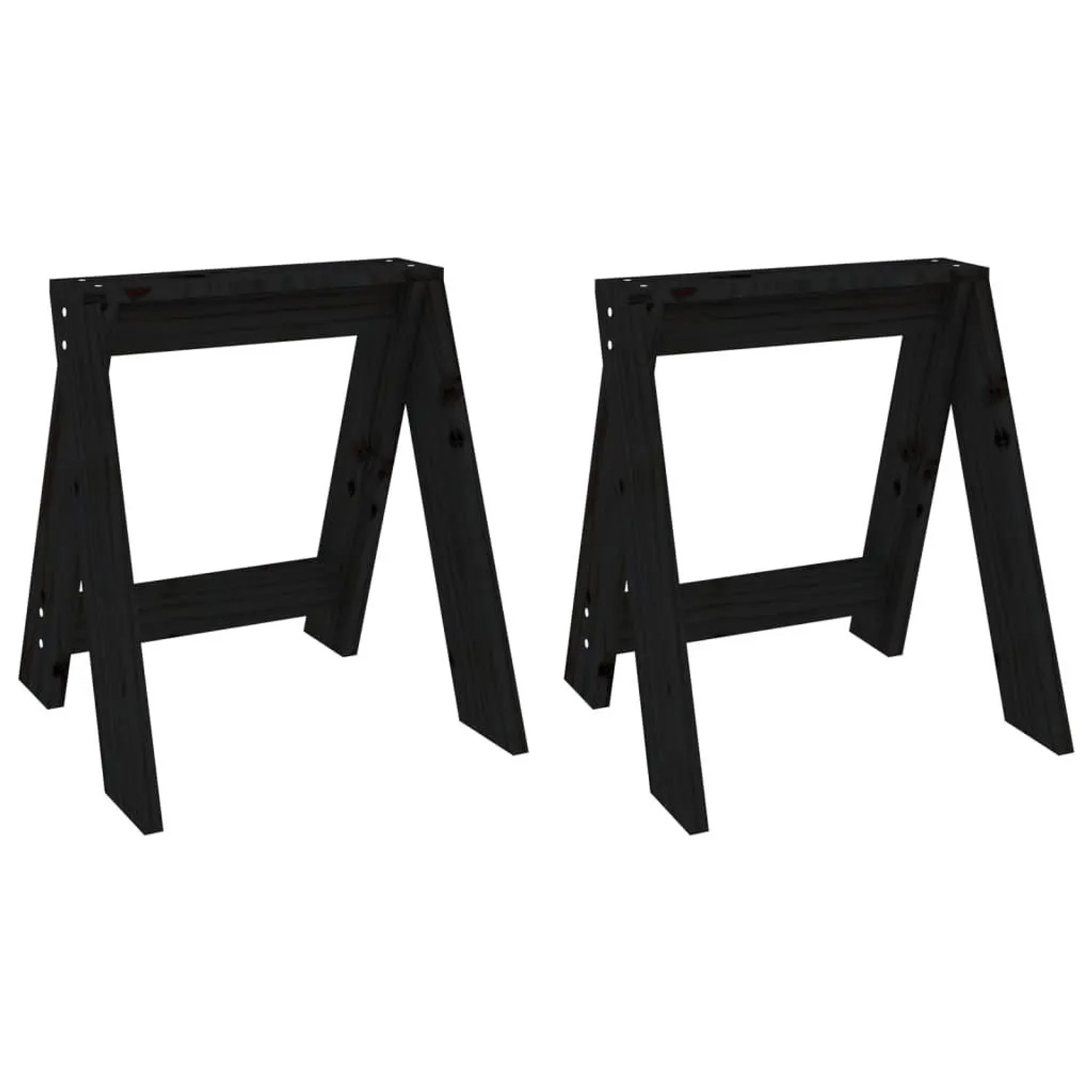 vidaXL Hocker 2 Stk Schwarz 40x40x45 cm Massivholz Kiefer 823663