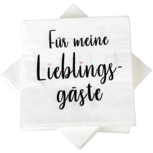 Bestlivings Servietten mit Aufdruck "Für meine Lieblingsgäste", 3-lagig, 20er Pack.