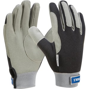 LUX Arbeitshandschuhe HS Soft Protect Gr. 8, schwarz-grau, aus Polyester mit PU-Verstärkung.