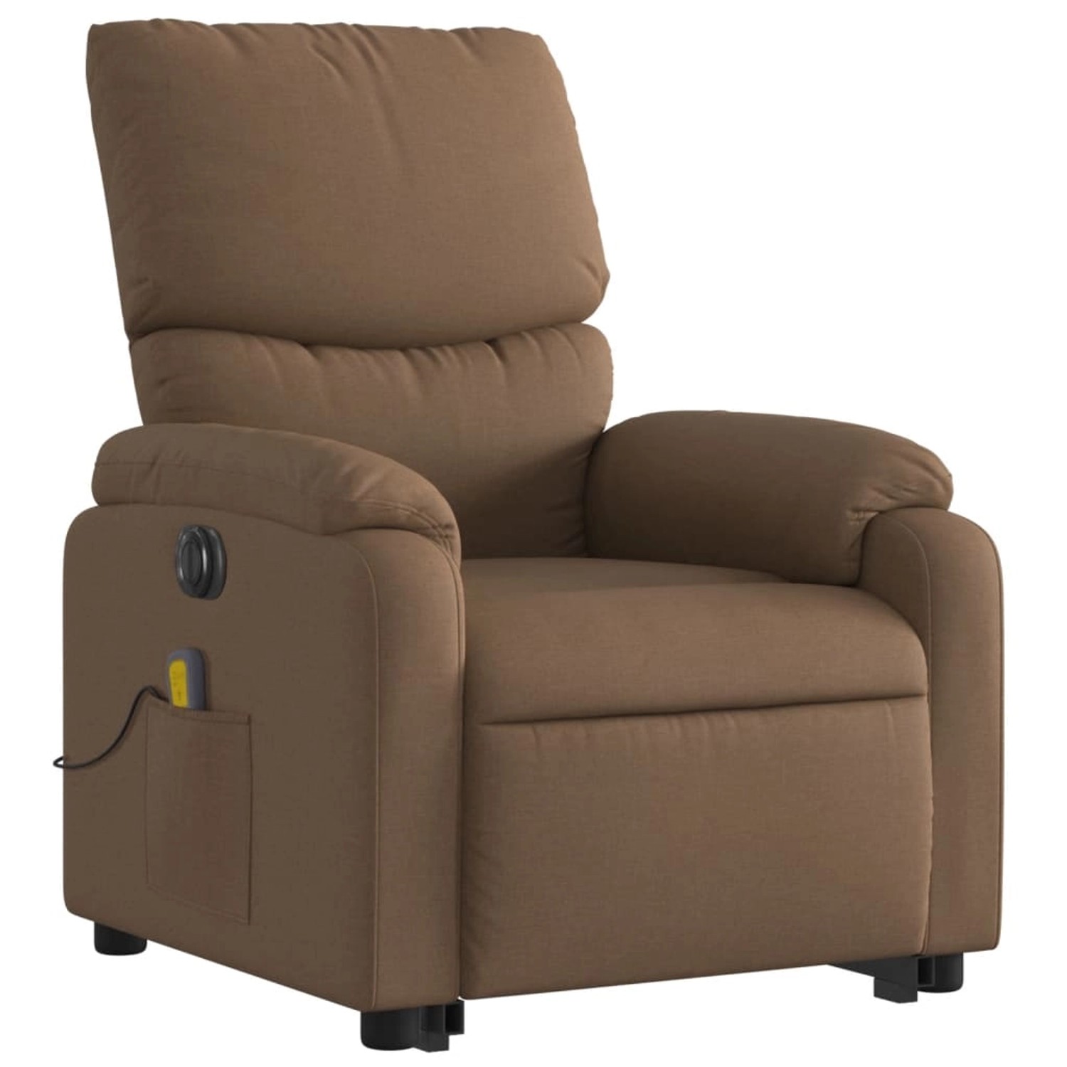 Brauner vidaXL Massagesessel mit Aufstehhilfe, Stoffbezug, Modell 5. Relaxsessel für Senioren.